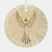 Golden Glitter Wings Healing Christmas Angel Glas Ornament (Voorkant)