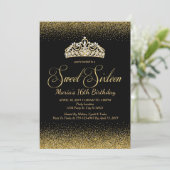 Golden Glitter, zoete 16 uitnodigingen (Staand voorkant)