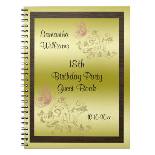 Golden Glitters & Sparkly Butterfly 18th Birthday Notitieboek