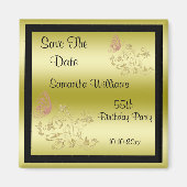 Golden Glitters & Sparkly Butterfly 55th Birthday Magneet (Voorkant)