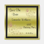 Golden Glitters & Sparkly Butterfly 60ste verjaard Magneet (Voorkant)