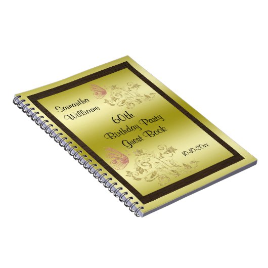 Golden Glitters & Sparkly Butterfly 60th Birthday Notitieboek (Rechterzijde)