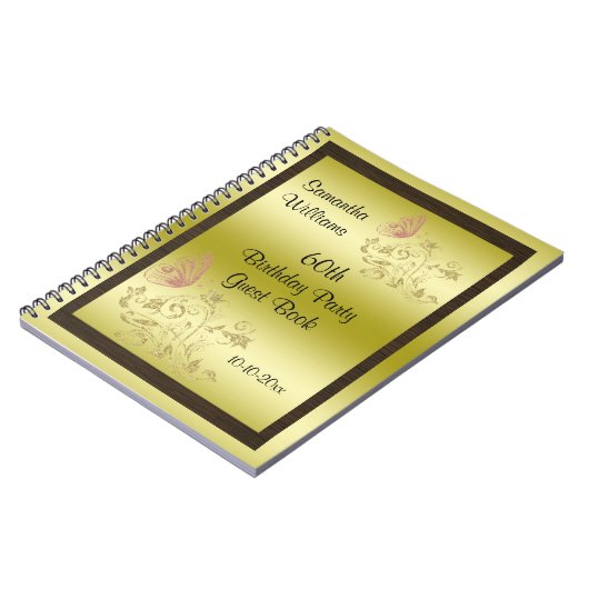 Golden Glitters & Sparkly Butterfly 60th Birthday Notitieboek (Linkerzijde)