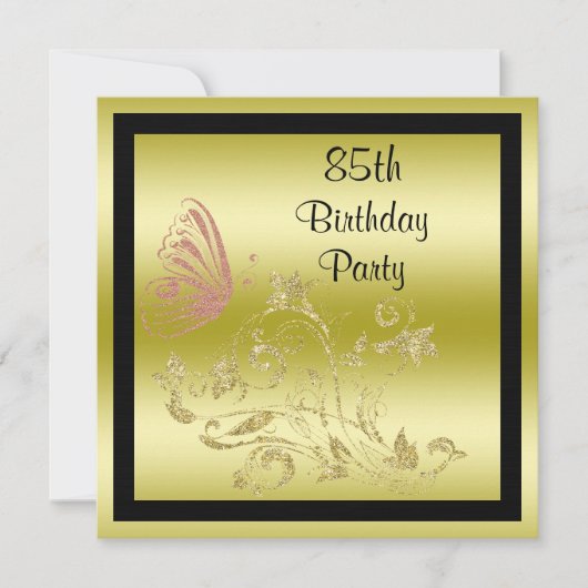 Golden Glitters & Sparkly Butterfly 85e verjaardag Kaart (Voorkant)
