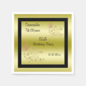 Golden Glitters & Sparkly Butterfly 85e verjaardag Servet (Voorkant)
