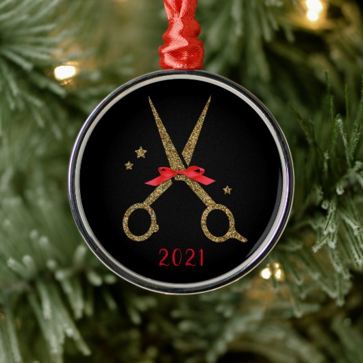 Golden glitterschaar - Haardebandstylist Met Metalen Ornament (Boom)