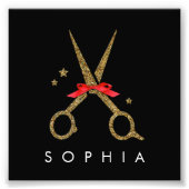 Golden glitterschaar - Haarstilnaam Foto Afdruk (Voorkant)