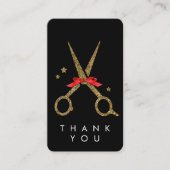 Golden glitterschaar - Haarstylist DANK JE Informatiekaartje (Voorkant)