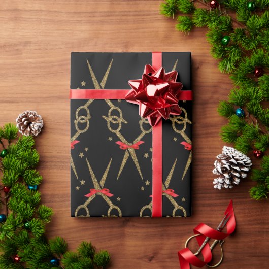 Golden glitterschaar - Haarstylist Wrapping Pa Cadeaupapier (Feestdagen Geschenken)