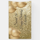 Golden glittery ballon, zoete 16-partijbanner spandoek (Verticaal)