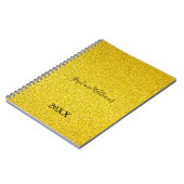 Golden Glittery Custom Name Year Cute Girly Notitieboek (Linkerzijde)