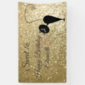 Golden glittery grappige grillige kat lief 16 fees spandoek (Verticaal)
