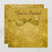 Golden Glitz en Shimmer Snowflakes Wedding Kaart (Voorkant / Achterkant)