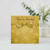 Golden Glitz en Shimmer Snowflakes Wedding Kaart (Staand voorkant)