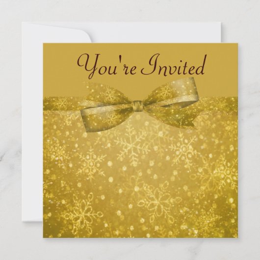 Golden Glitz en Shimmer Snowflakes Wedding Kaart (Voorkant)