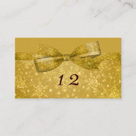 Golden Glitz en Shimmer Snowflakes Wedding Plaatskaartje (Voorkant)