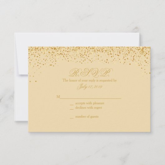 Golden Glitz Glitter Wedding Response Kaarten RSVP Kaartje (Voorkant)
