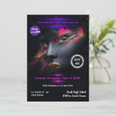 Golden gloed in de Dark Neon Graduation Party Invi Kaart (Staand voorkant)