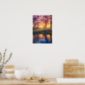 Golden gloed van Cherry Blossom Poster (Keuken)