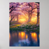 Golden gloed van Cherry Blossom Poster (Voorkant)