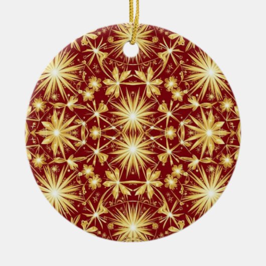 Golden Glory — Starburst Christmas Design Keramisch Ornament (Voorkant)