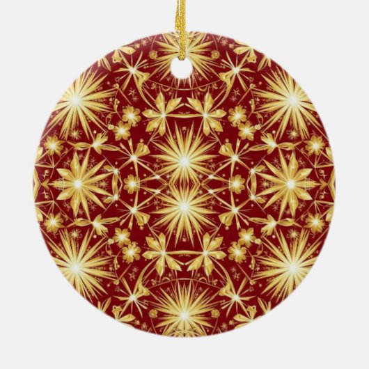 Golden Glory — Starburst Christmas Design Keramisch Ornament (Achterkant)