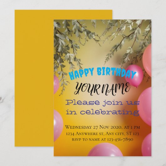 Golden Glow: A Flourishing Fantasy Celebration Kaart (Voorkant / Achterkant)