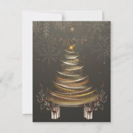 Golden Glow Christmas Holiday Christmas Card  Feestdagenkaart