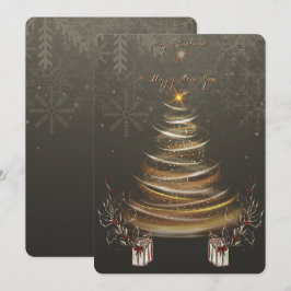 Golden Glow Christmas Holiday Christmas Card  Feestdagenkaart