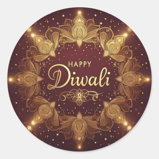 Golden Glow Diwali Ronde Sticker (Voorkant)
