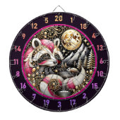 Golden Glow Hoogtepunten Speelse Roze Wasbeer Dartbord (Voorkant)