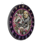 Golden Glow Hoogtepunten Speelse Roze Wasbeer Dartbord (Voorkant Links)