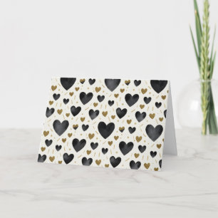 Golden Glow & Ink: Elegante Hart Kaart