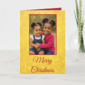 Golden Glow Joy Vrolijke Kerstfoto Feestdagen Kaart (Voorkant)