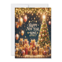 Golden Glow Nieuwjaar 2025 Wenskaart