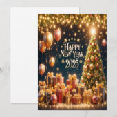 Golden Glow Nieuwjaar 2025 Wenskaart Feestdagenkaart (Voorkant / Achterkant)