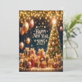 Golden Glow Nieuwjaar 2025 Wenskaart Feestdagenkaart (Staand voorkant)