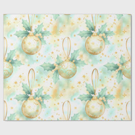 Golden Glow Noel – Pastel Kerst Ornament Patroon Cadeaupapier