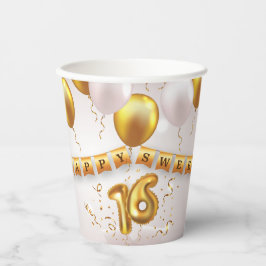 Golden Glow Sweet 16 Party Papieren Bekers