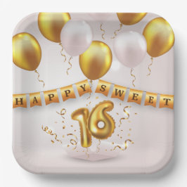Golden Glow Sweet 16 Party Papieren Bordje
