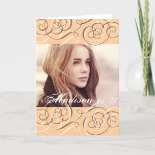 Golden Glow Swirls 21ste verjaardag foto Kaart