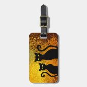 Golden Glow Textured Black Cat Kittens Bagagelabel (Voorkant verticaal)