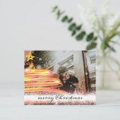 Golden Glow Tree Star Glitter Fotokerstmis Briefkaart (Staand voorkant)