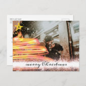 Golden Glow Tree Star Glitter Fotokerstmis Briefkaart (Voorkant / Achterkant)