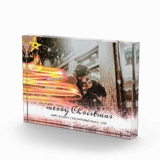 Golden Glow Tree Star Glitter-kerstfoto Fotoblokken (Rechts)