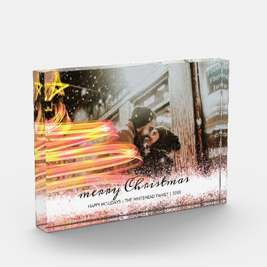 Golden Glow Tree Star Glitter-kerstfoto Fotoblokken (Links)