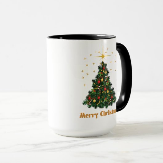 "Golden Glow: Vrolijke Kerst Elegance Mok" Mok (Voorkant rechts)