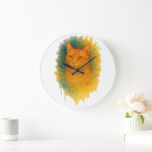 Golden Glow: Waterverf Cat T-shirt Grote Klok (Huis)