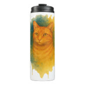 Golden Glow: Waterverf Cat T-shirt Thermosbeker (Voorkant)