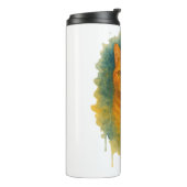 Golden Glow: Waterverf Cat T-shirt Thermosbeker (Gedraaid links)